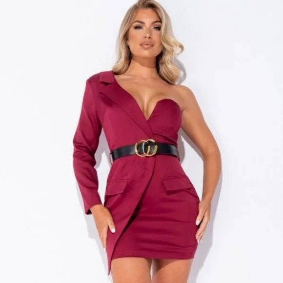 bodycon blazer dress Notched Lapel Ruched Long Sleeve Bodycon Blazer Mini Dress For Women 2026 main image 0